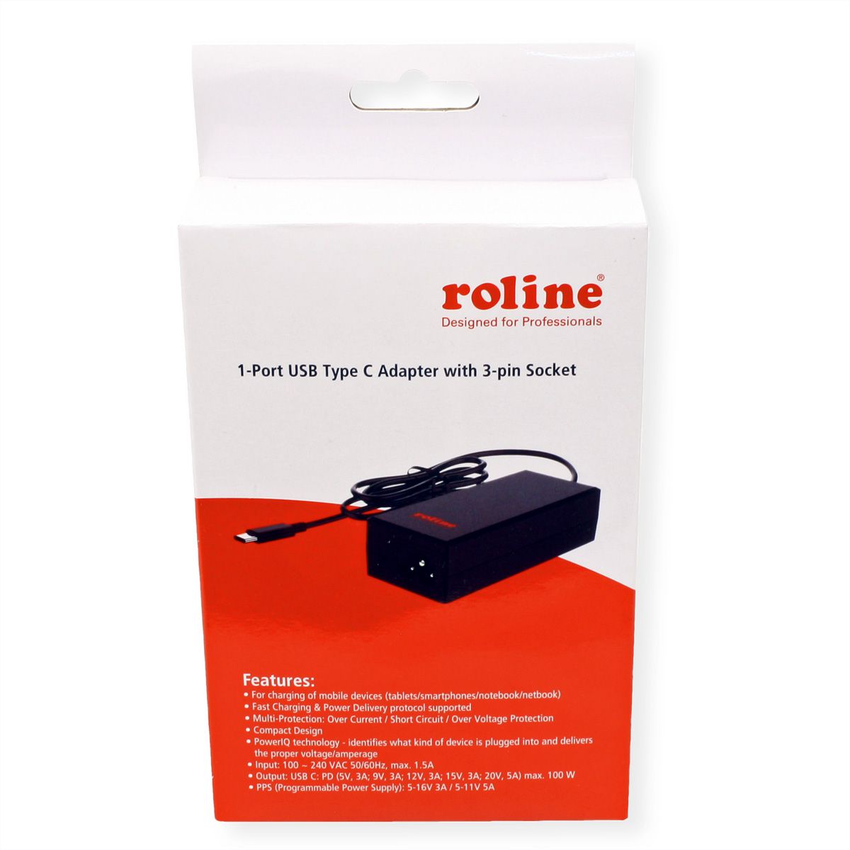 ROLINE Chargeur USB avec prise C5/C6, 1x USB-C, 100 W