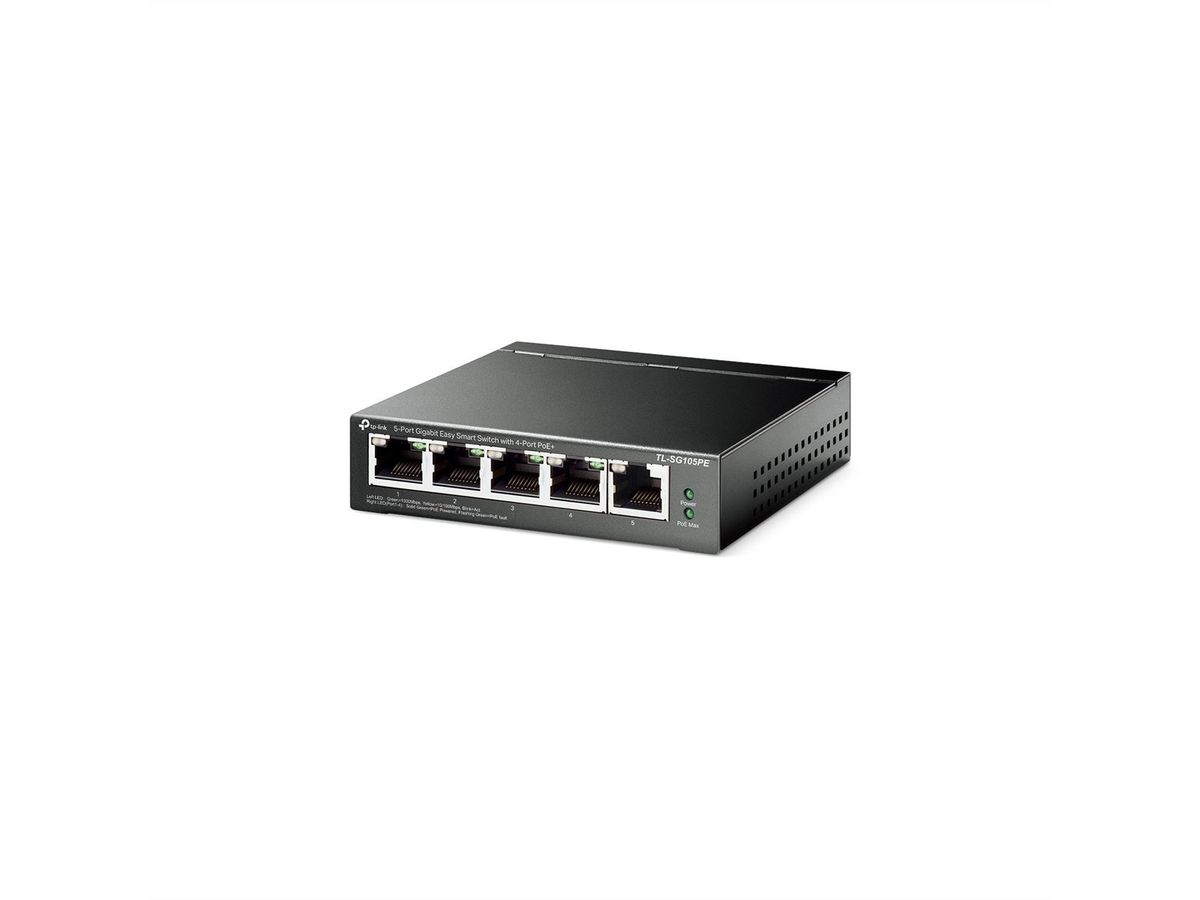 TP-Link TL-SG105PE PoE Switch , 4x Gigabit PoE+ Ports, 1x Non-PoE Port