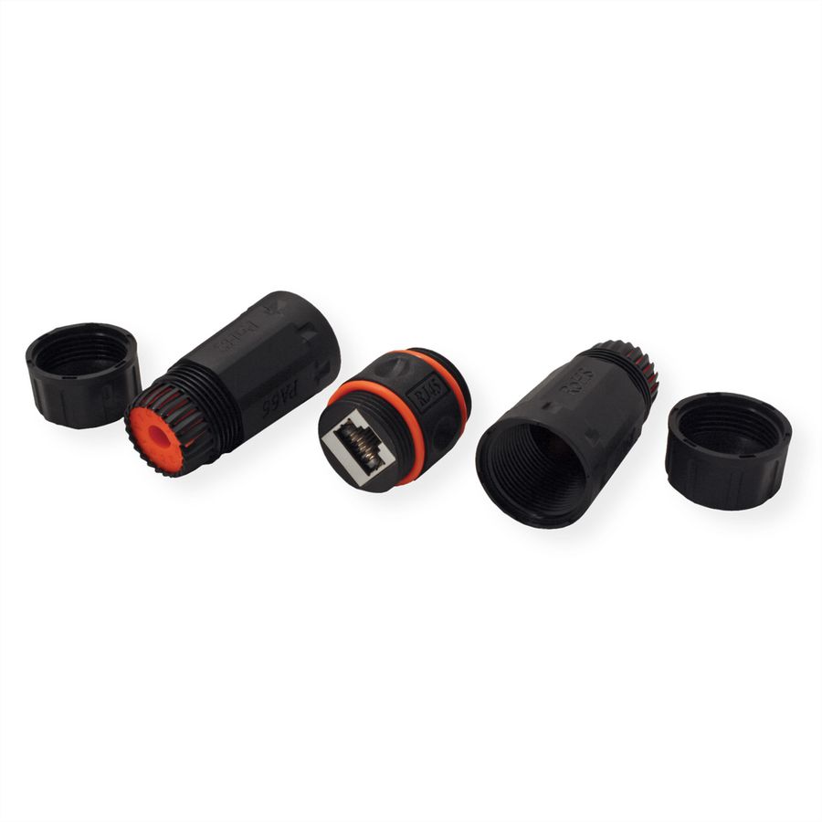 VALUE RJ-45 Kupplung geschirmt, Cat.6A (Class EA), Outdoor/Industrie, schwarz