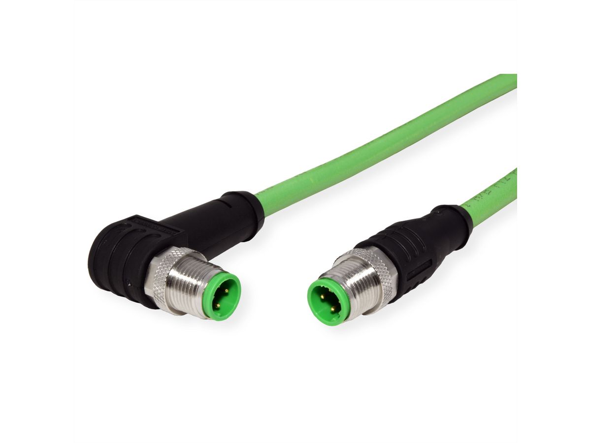 METZ CONNECT Verbindungsleitung M12 ST-M12 ST, 4-pol D-kodiert, gewinkelt-gerade, 10 m