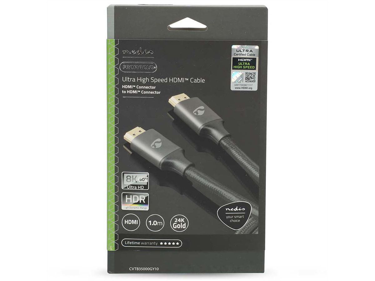 Nedis 8K HDMI Ultra HD Kabel, ST/ST, grau, 1m
