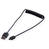 ROLINE Câble spirale USB 2.0, A - Micro B, M/M, 1 m