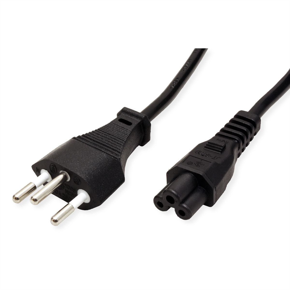 ROLINE CH-Netzkabel T12 auf C5, 3pol., schwarz, 1,8 m