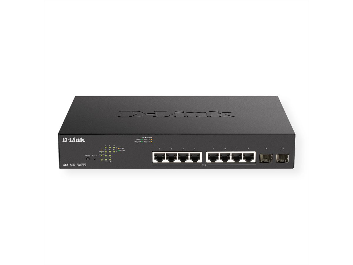 D-Link DGS-1100-10MPV2 10-Port PoE+ Gigabit Smart Switch 130W