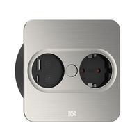 BACHMANN TWIST 2 1xCEE7/3 1xUSB A/C 22W 2,0m AEH aspect inox carré, Mesure p.Sd.3m H05VV-F 3G2,5 CEE16A LAN