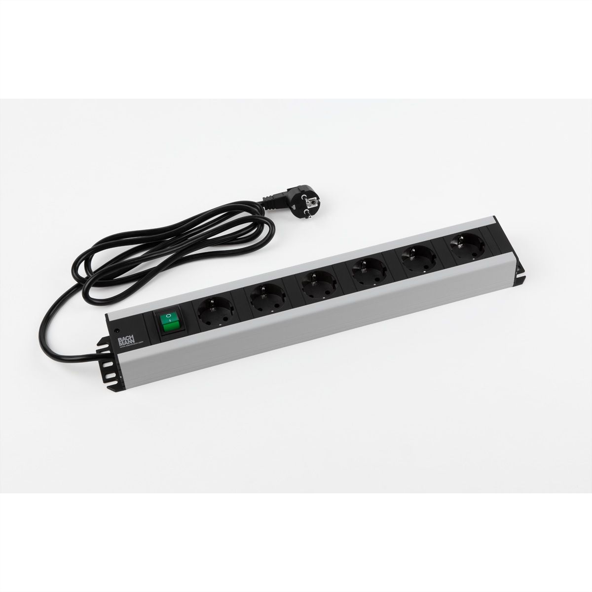 BACHMANN Handwerkerleiste 6x Schutzkontakt, Schalter, 19-Zoll-Rack kompatibel, 2 m