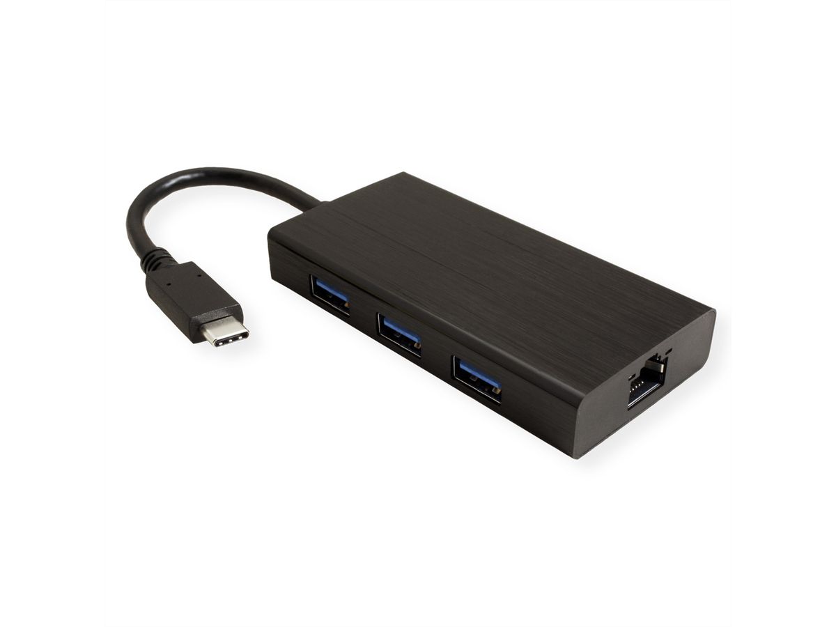 VALUE USB 3.2 Gen 1 Typ C zu Gigabit Ethernet Konverter + Hub