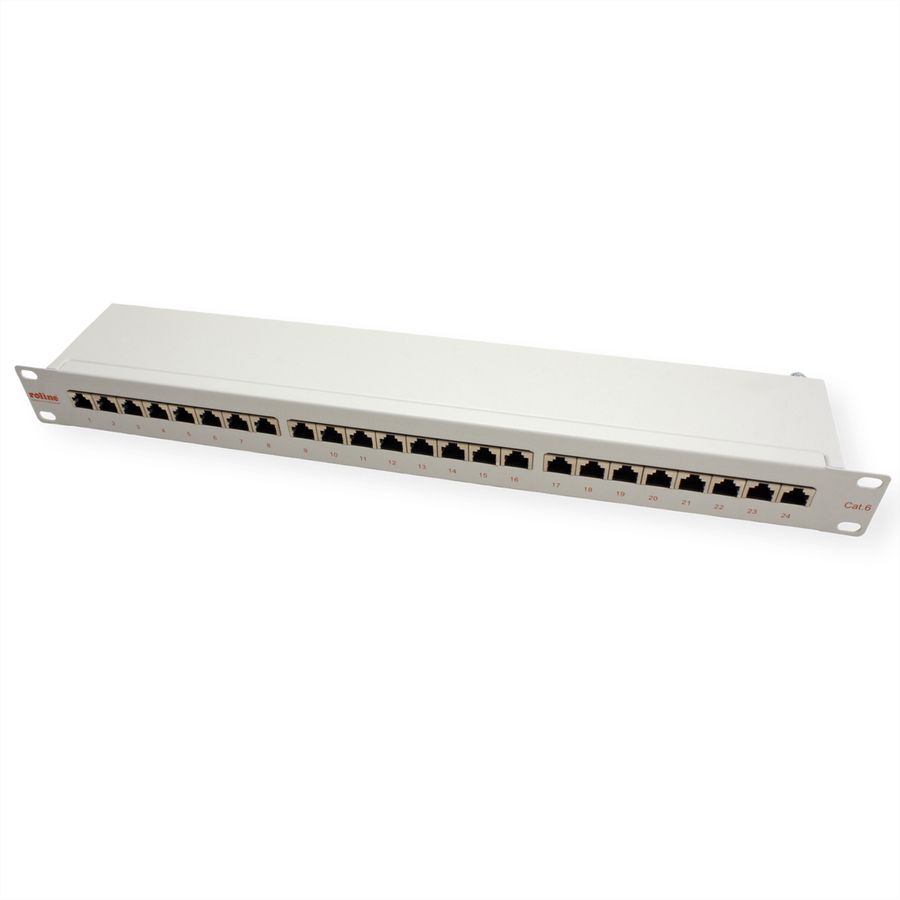 ROLINE Cat.6 (Class E) 19-Zoll-Patchpanel, 24P, geschirmt, grau