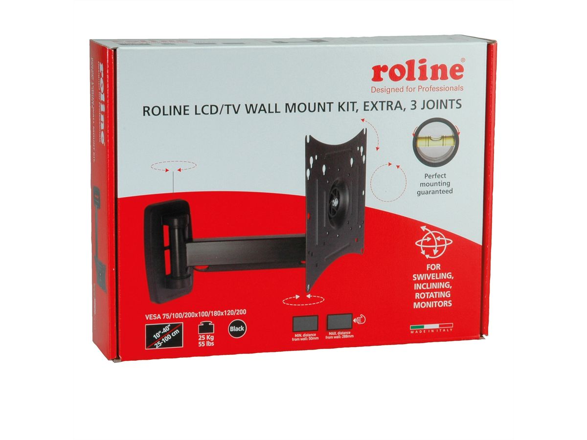 ROLINE Bras LCD pivotant, extra long, 4 pivots, montage mural