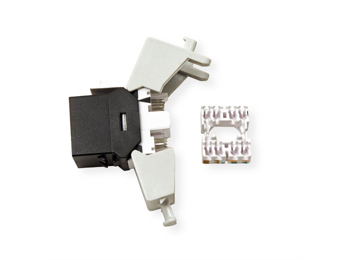 ROLINE Cat.6 (Class E) Keystone, ungeschirmt, werkzeuglos, SLIM, schwarz