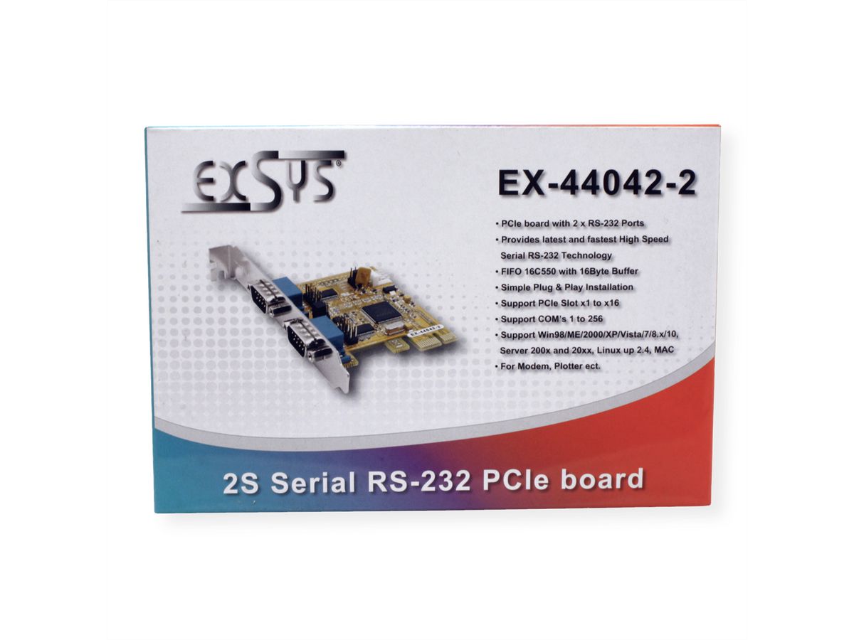 EXSYS EX-44042-2 Carte PCI Express x1, 2x RS232
