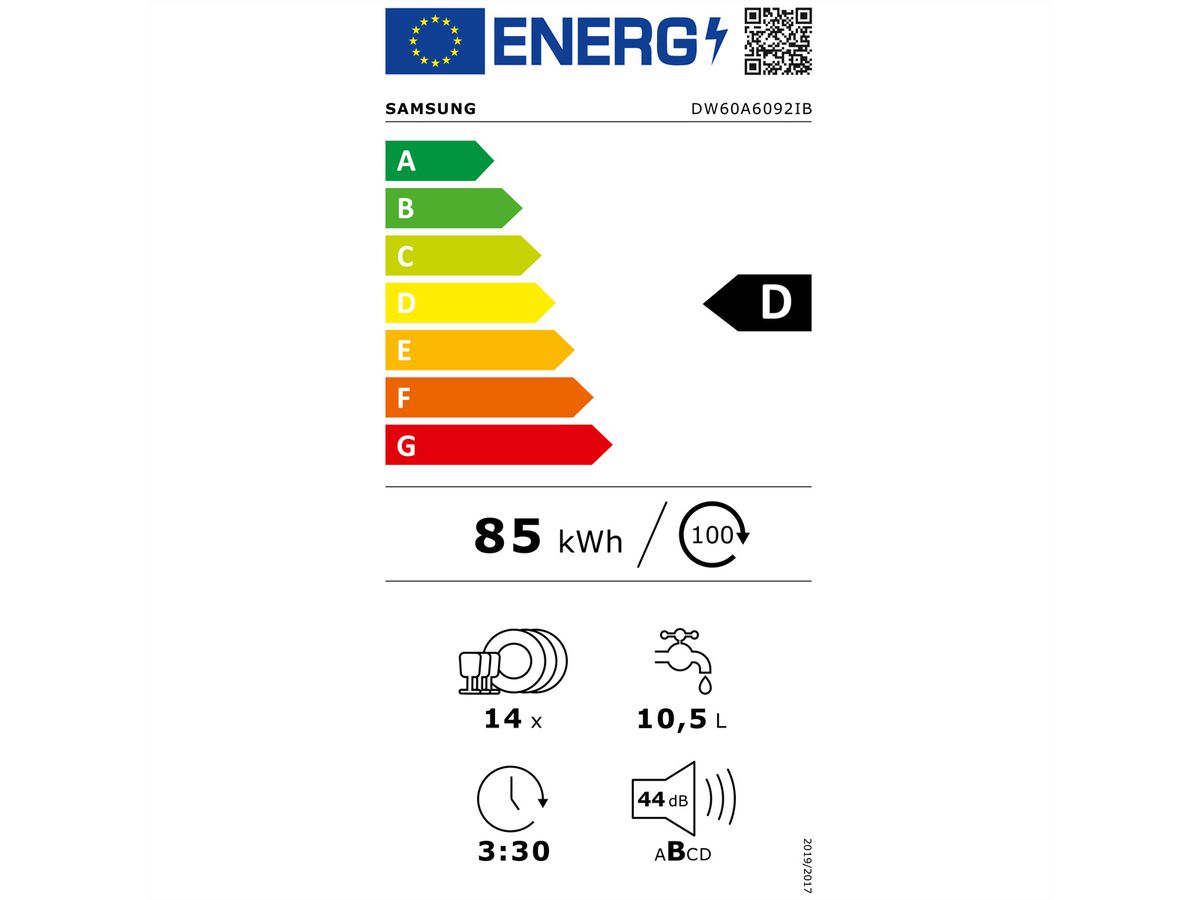 Samsung lave-vaisselle DW6500, entièrement intégrable, DW60A6092IB/ET