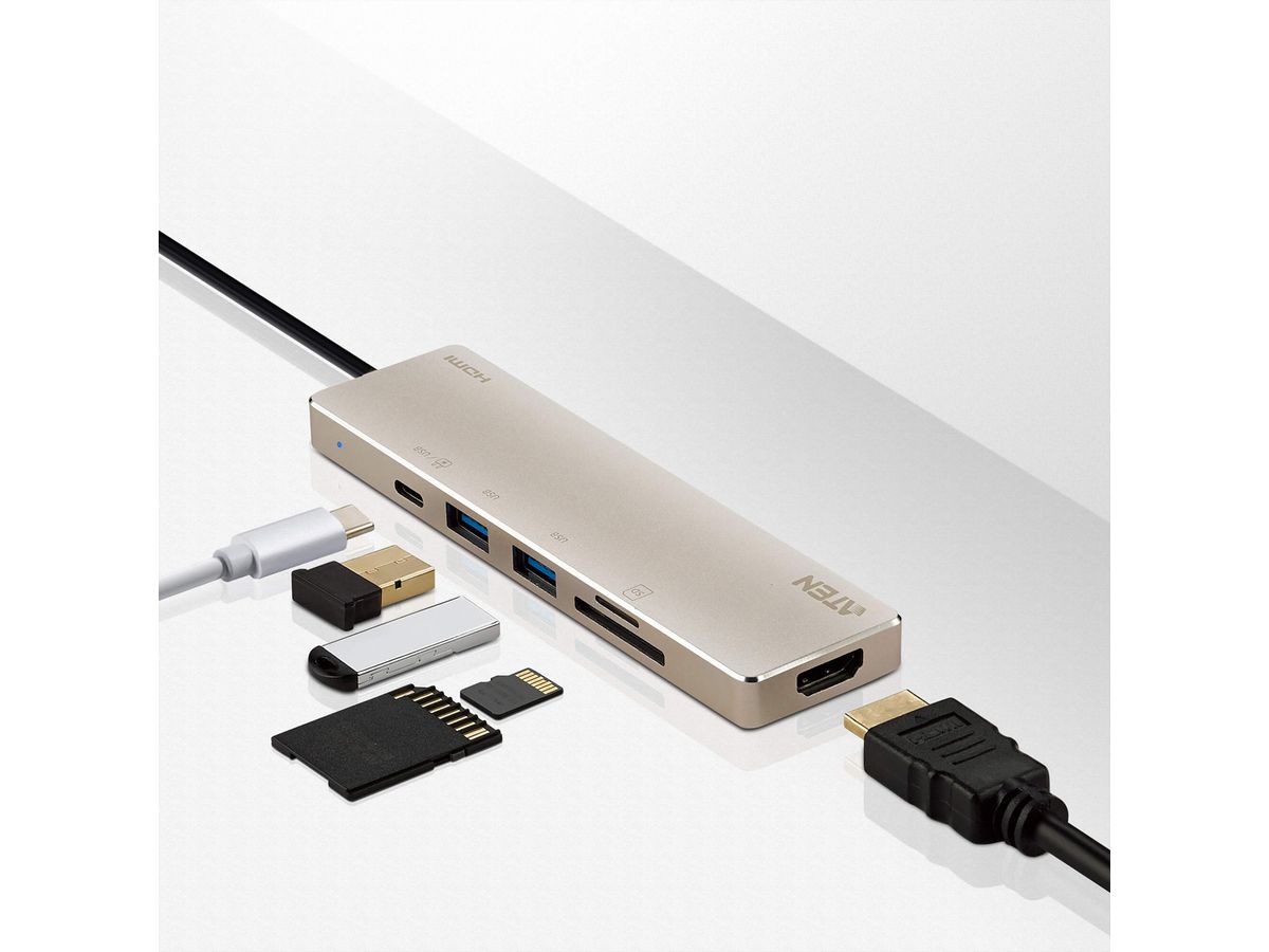 ATEN UH3239 Mini station d’accueil multiport USB-C avec transfert de puissance