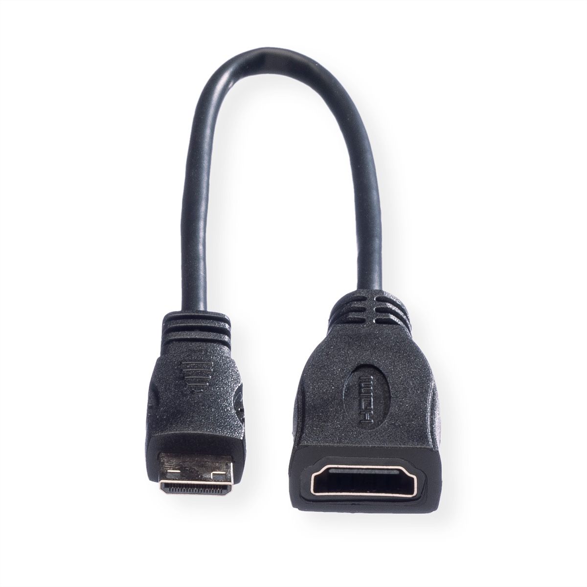 ROLINE HDMI High Speed Kabel mit Ethernet, HDMI BU - Mini HDMI ST, 0,15 m