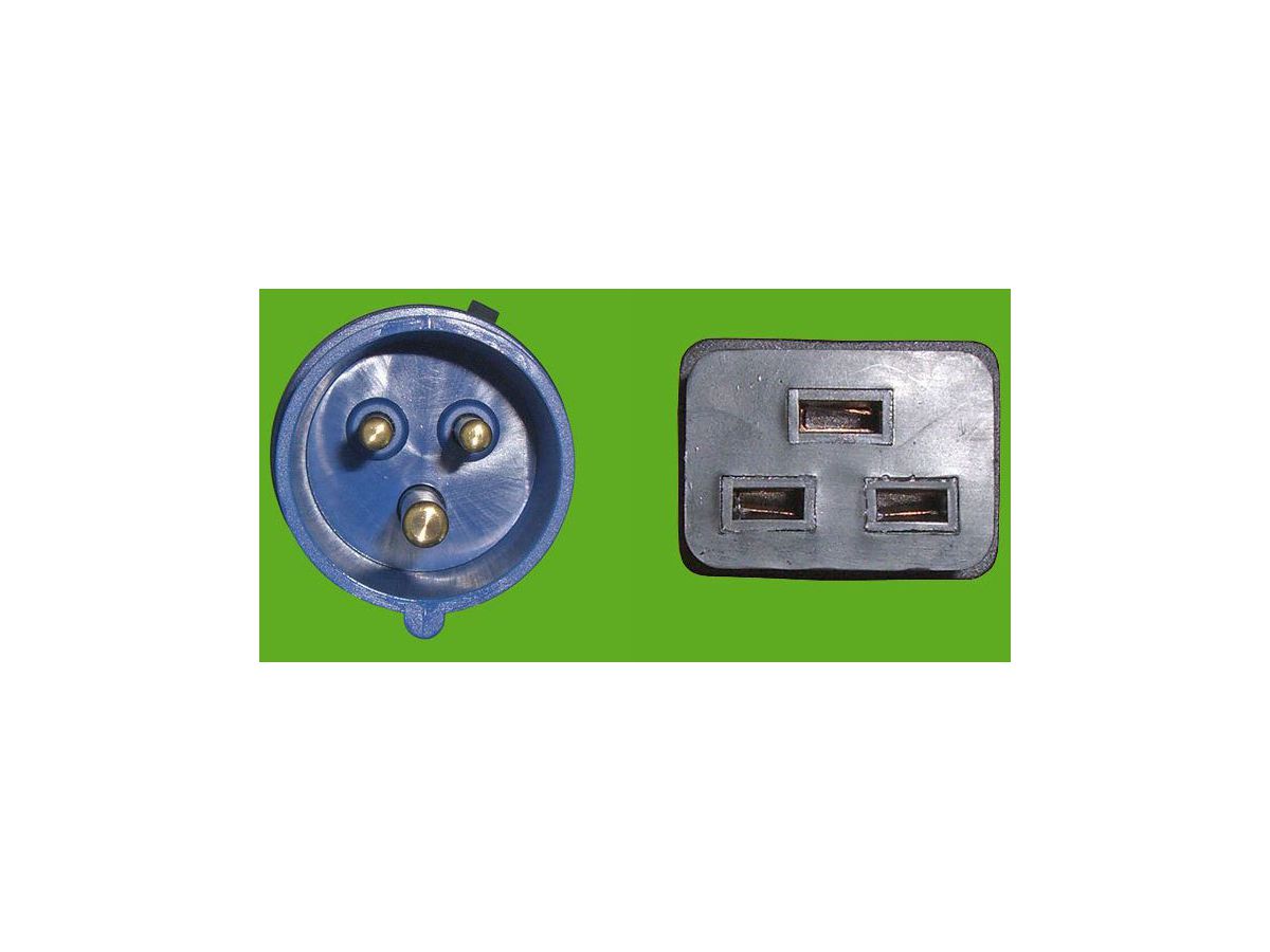 Netzkabel IEC60309 CEE16 Stecker auf Buchse C19, 16A/230V 3m, 3 m
