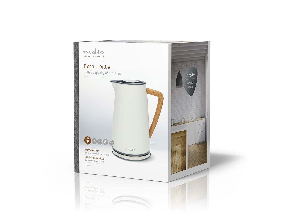 Nedis Wasserkocher 1.7 l, weiss, Soft Touch, Strix
