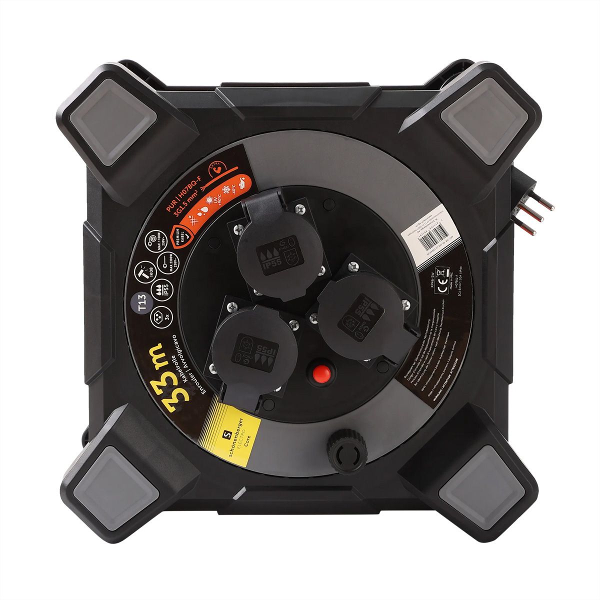 Kabelbox Kunststoff 3xT13, EPR-PUR H07BQ-F 3G1.5mm2,33m,IK08  , orange