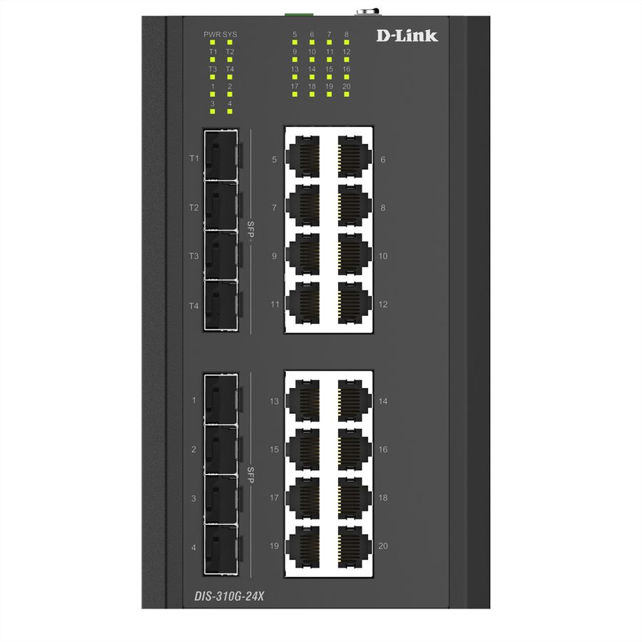 D-Link DIS-310G-24X Switch iIndustriel Gigabit 24 ports, 4x 10G SFP+, 4x SFP