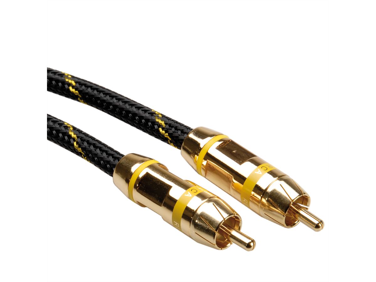 ROLINE GOLD Cinch-Verbindungskabel simplex ST/ST, gelb, 2,5 m