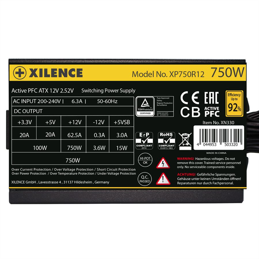 Xilence XP750R12 750W Alimentation PC, Meet 80+ Gold, Gaming, ATX