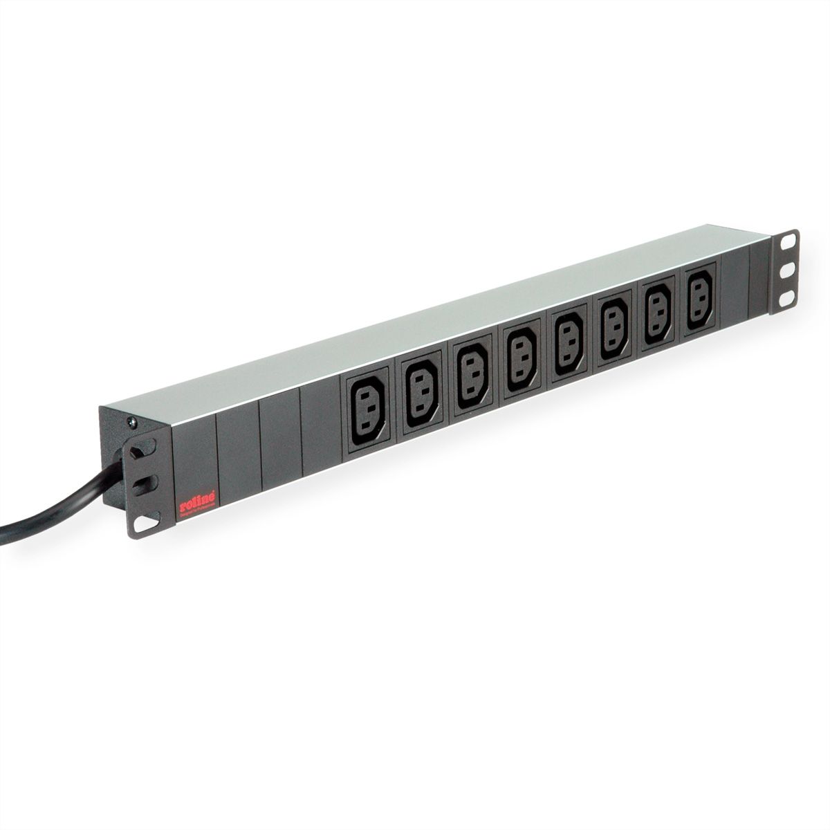 ROLINE 19-Zoll-Steckdosenleiste 8fach C13 + C20-Stecker, silberfarben, 2 m