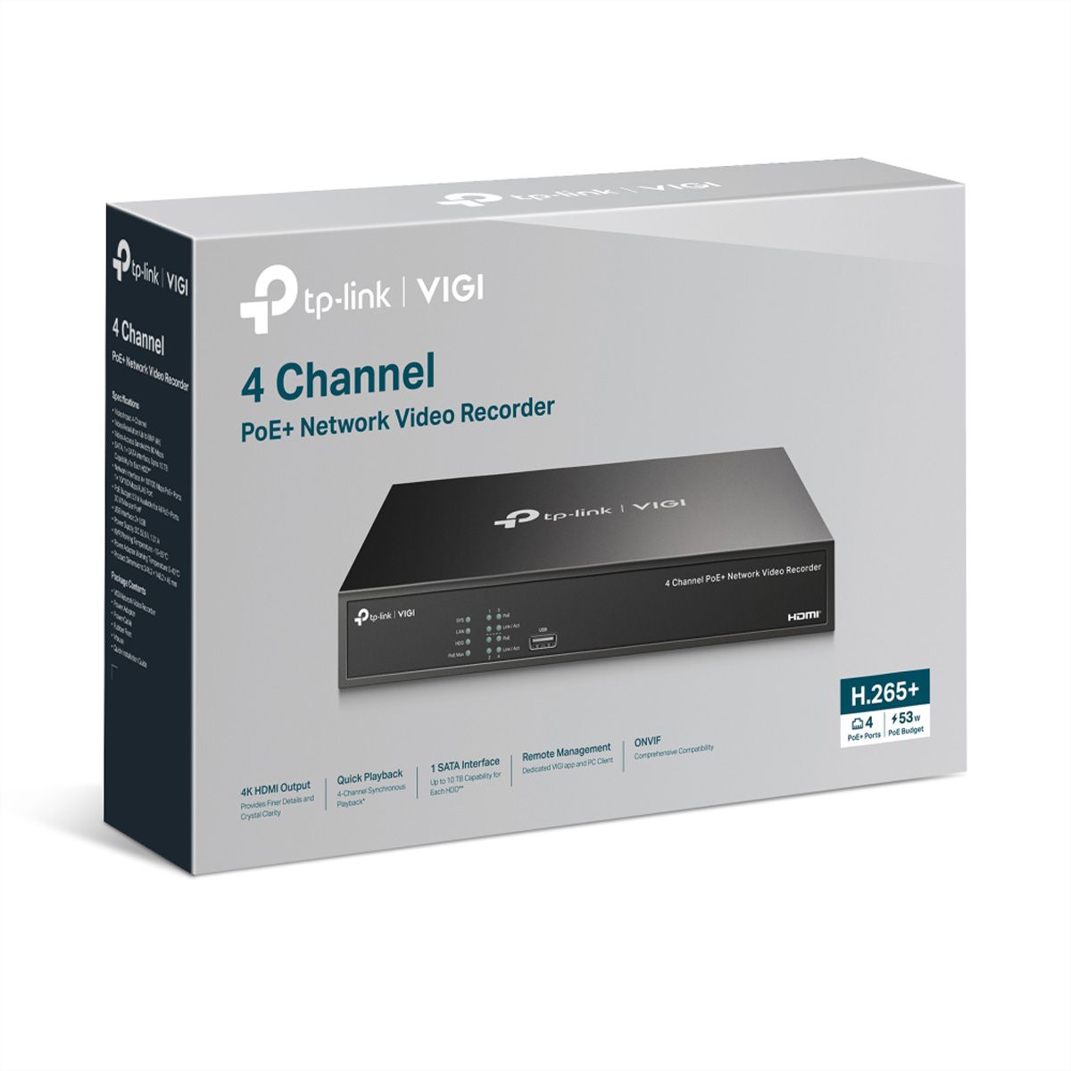 TP-Link NVR1004H-4P-2TB NVR Netzwerk-Videorekorder 4-CH, 4x PoE, 2 TB