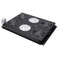 ROLINE 19" Unité de ventilation de toit, 4 ventilateurs, Thermostat pour baie serveur, noire