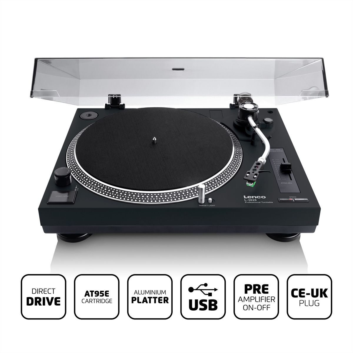 Lenco Platine vinyle L-3828BK, noir