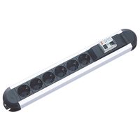 BACHMANN PRIMO RCD Multiprise 6x contact de protection 1xRCD protection, aluminium, 2xUK 1xABD, 2 m