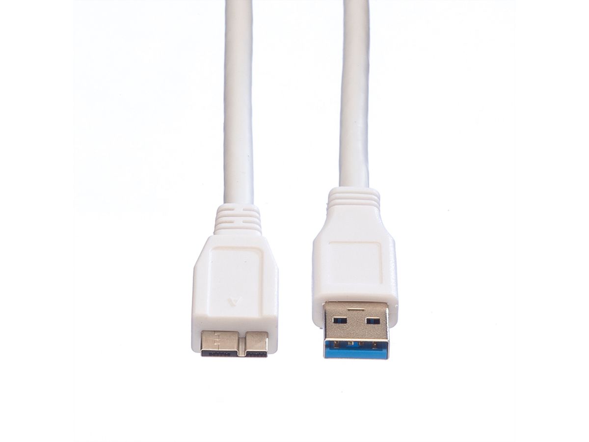VALUE USB 3.2 Gen 1 Kabel, A ST - Micro A ST, weiß, 2 m