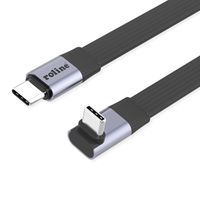 ROLINE USB4 2.0 Flachkabel, C–C, ST/ST, 8K UHD-2, 80Gbit/s, 240W, einseitig 270°-gewinkelt, schwarz, 0,8 m