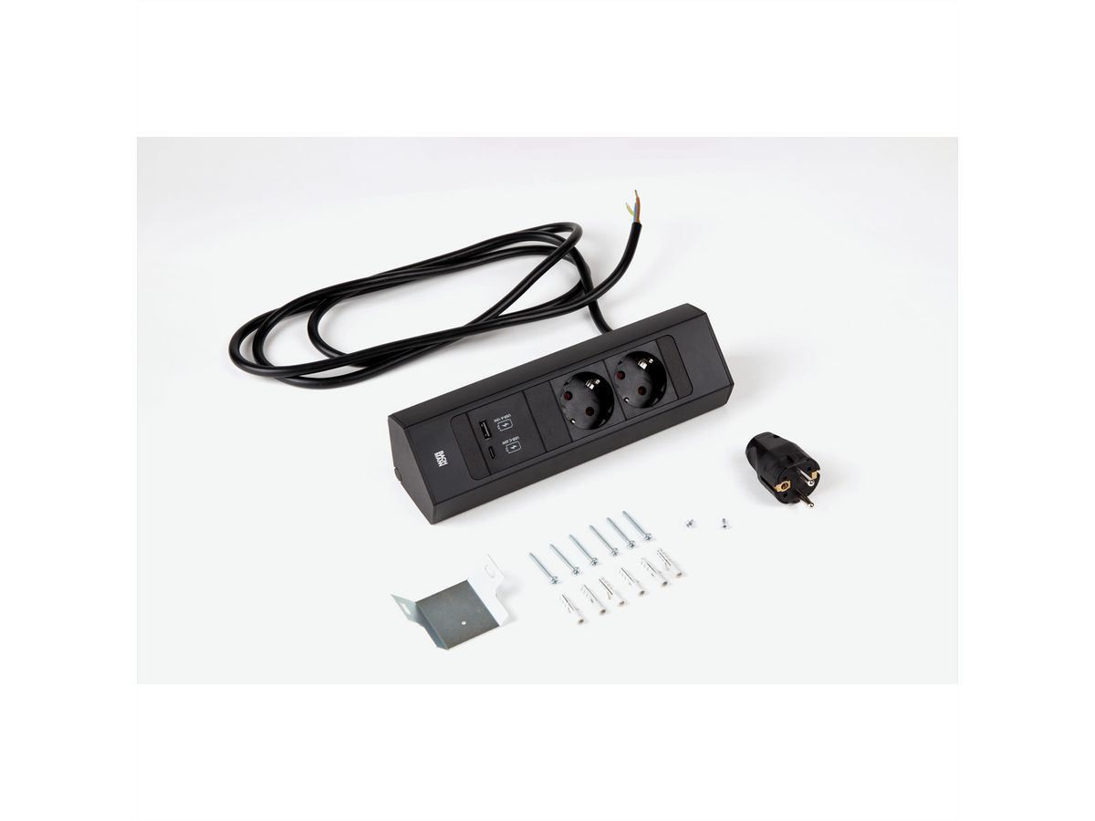 BACHMANN CASIA 2 2xCEE7/3 1xUSB A/C 22W 2,0m AEH SW