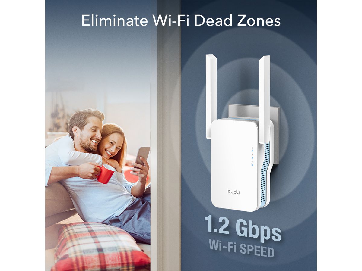 CUDY RE1200 AC1200 Repeater WiFi Mesh