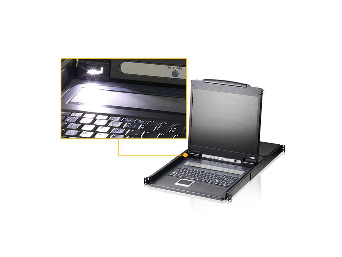 ATEN CL1308N Commutateur KVM VGA LCD à un seul rail PS/2-USB 8 ports, FR-Layout