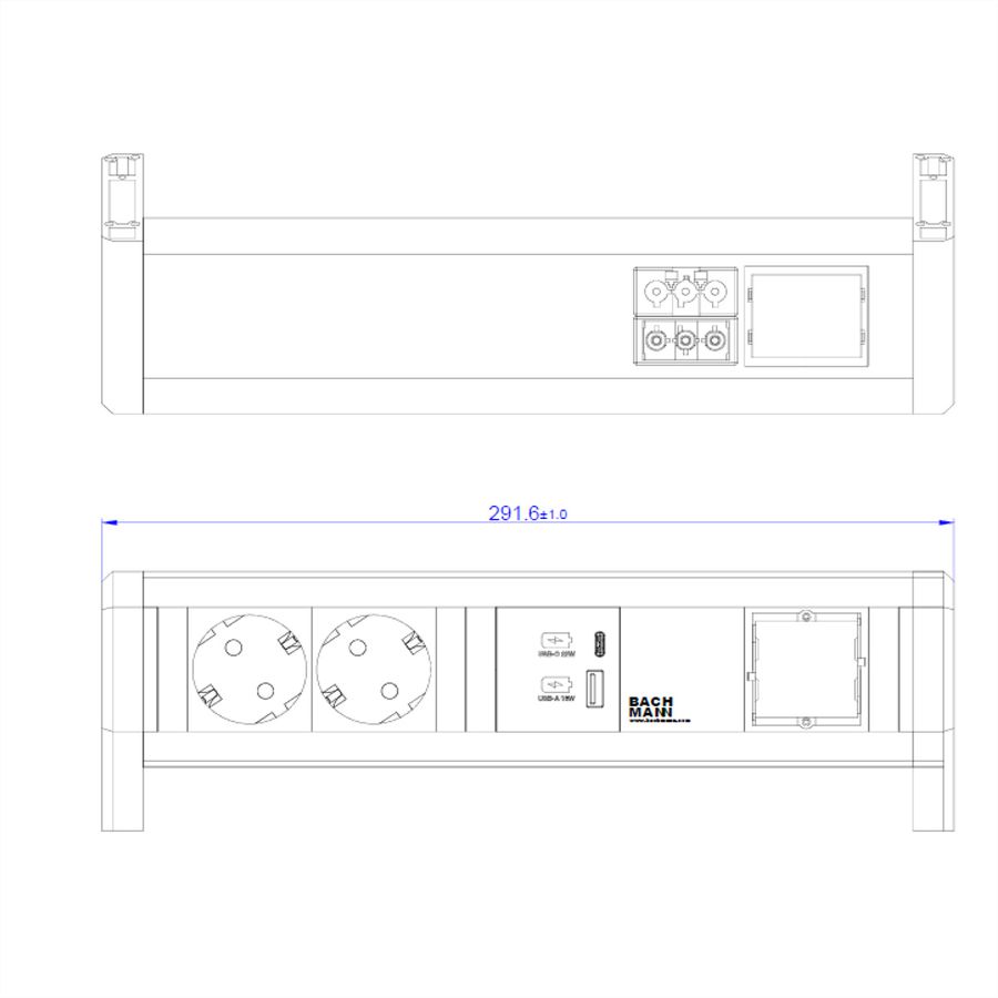 BACHMANN DESK 2x contact de protection USB A&C