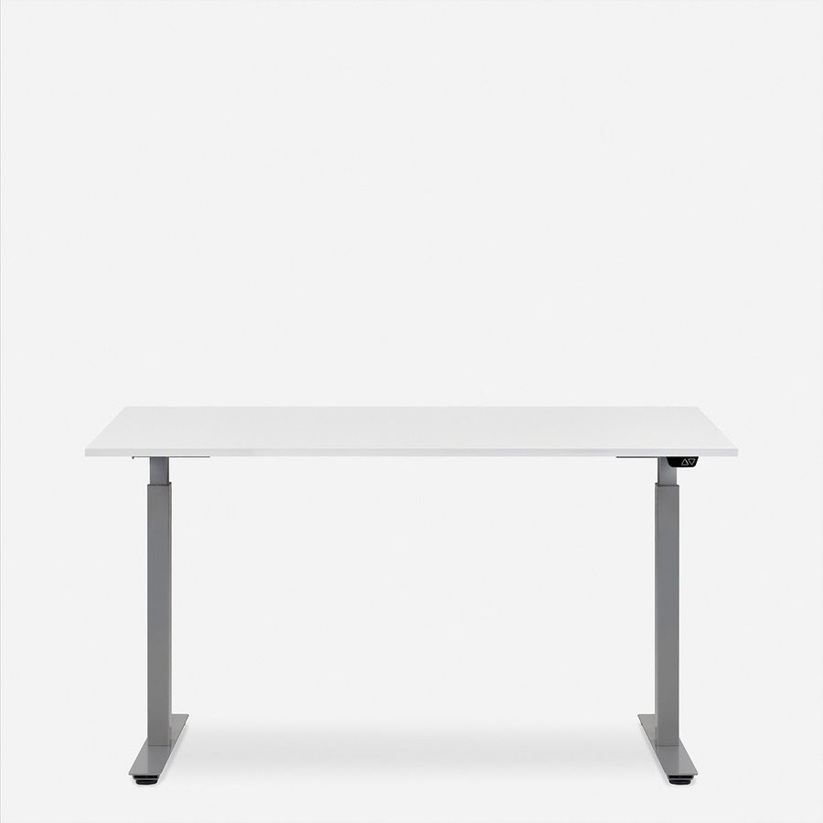 WRK21 Bureau Smart 180 x 80 cm, Hauteur réglable, Blanc uni / Gris