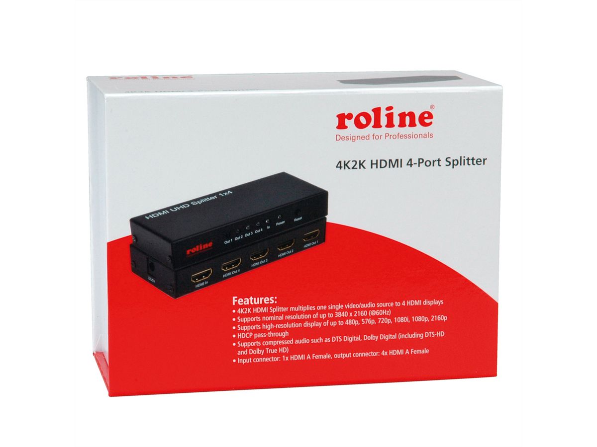 ROLINE Distributeur HDMI, 4K, 4 ports