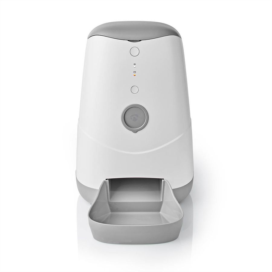 Distributeur de nourriture Nedis SmartLife Wi-Fi 3,7 l pour chiens et chats, Android™ / IOS, Blanc, Gris