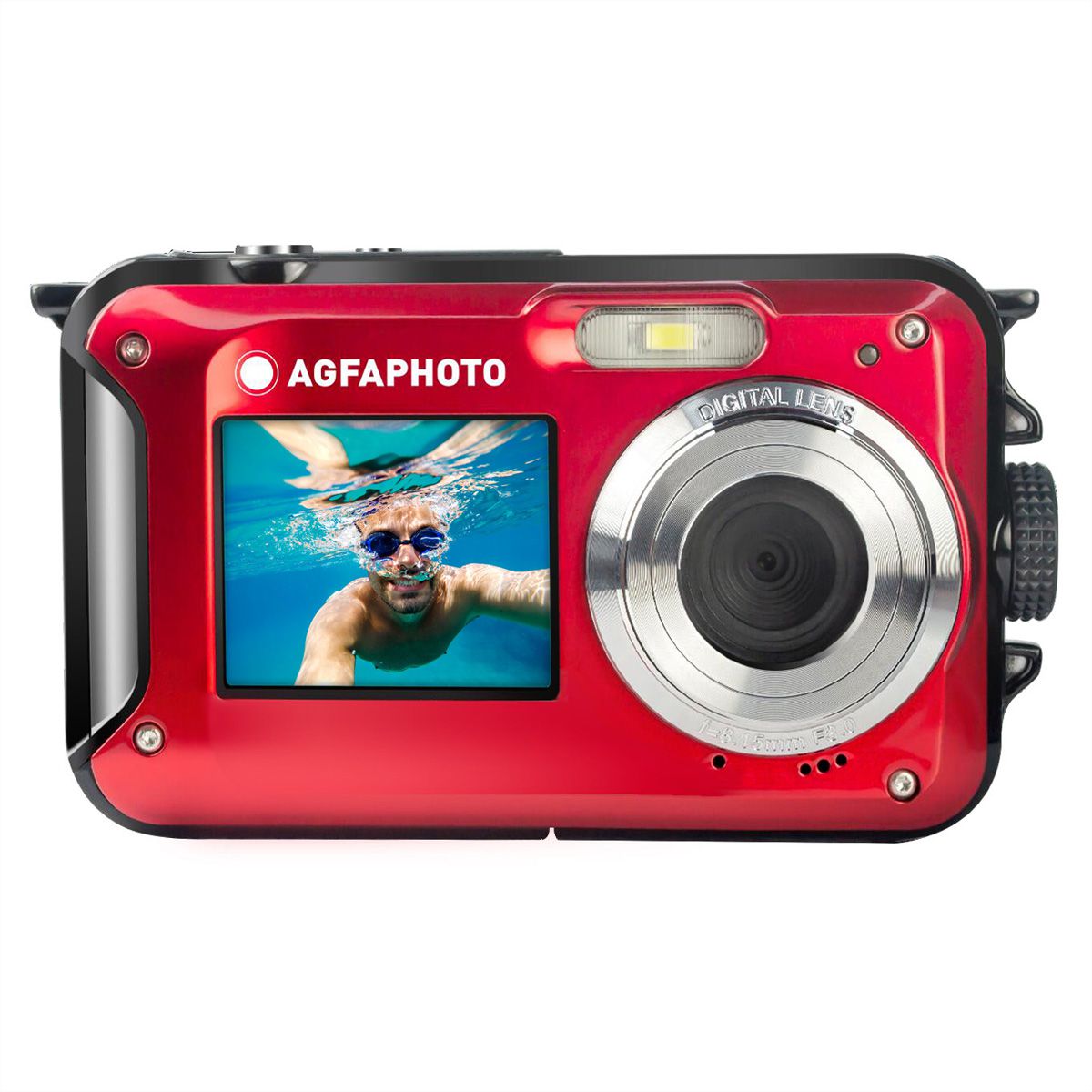 Agfa Appareil photo WP8000 rouge , Double écran, flash, étanche jusqu'à 3 m