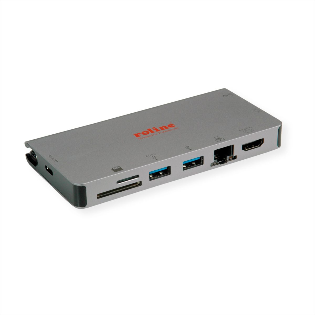ROLINE Station d'accueil USB type C, HDMI  4K, VGA, 2x USB 3.2 Gen 1, 1x LAN, 1x PD, 1 lecteur de carte
