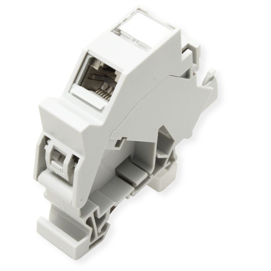 ROLINE Adaptateur de rail DIN pour module Keystone, avec Keystone Cat.6A, blindé, 45°