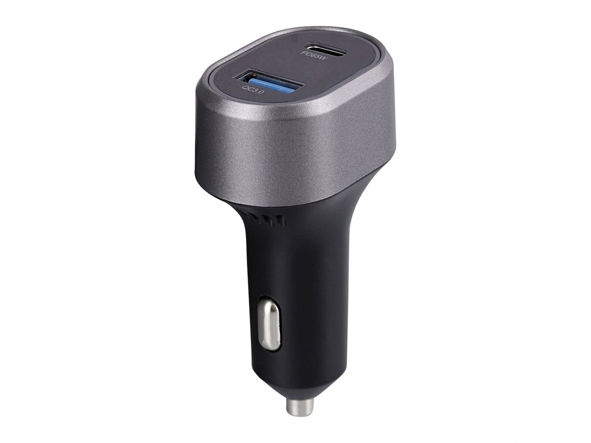 T'nB 1 USB-A QC and 1 USB-C PD, car charger 83W - Schwarz