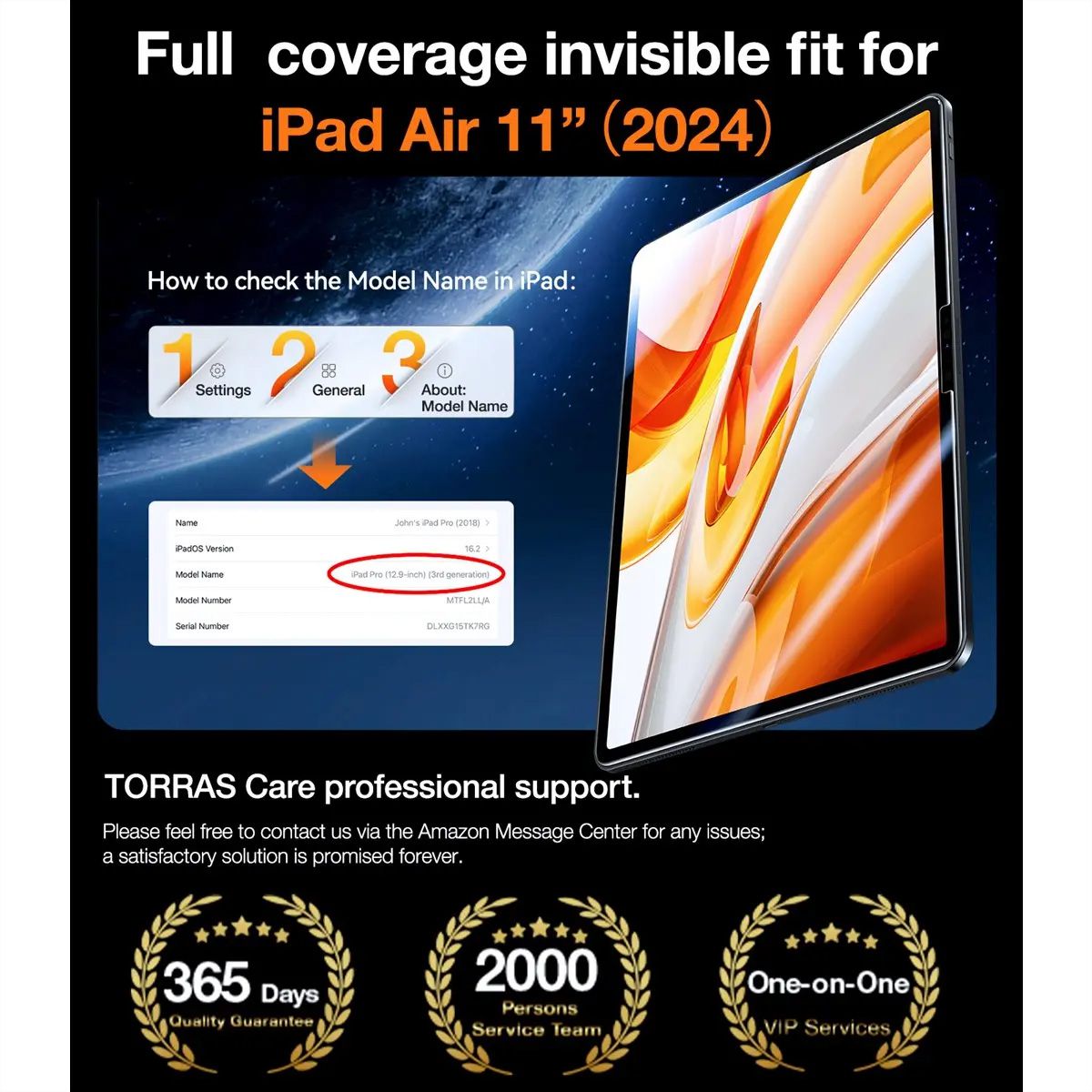 Torras Install Master Displayschutz, iPad Air 11 2024, transparent