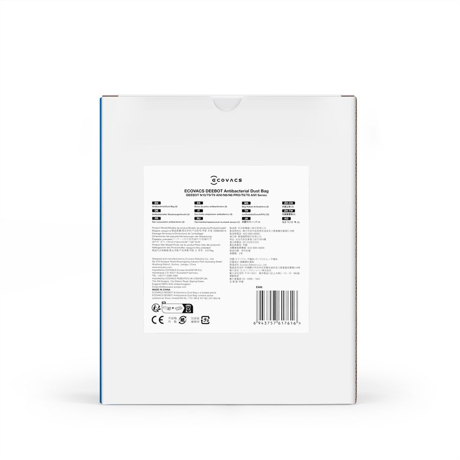 Ecovacs sac à poussière pack de 3 , pour T8+/N8+, N8+/T9+, Deebot, 2.5L