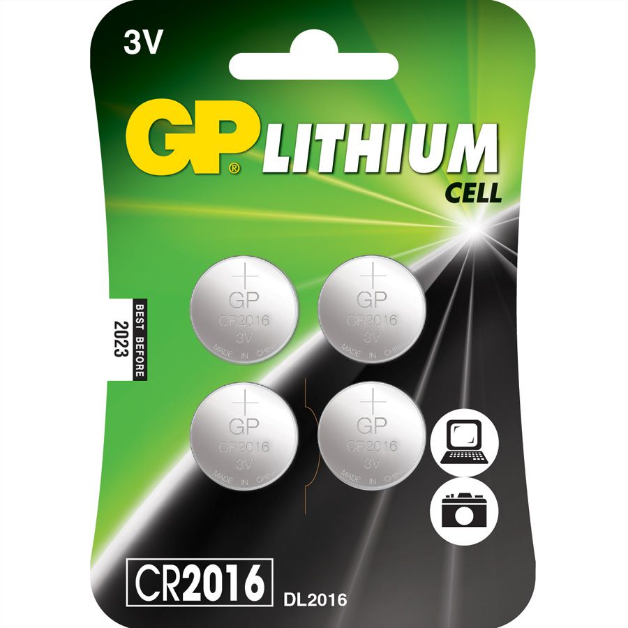 GP Batteries Knopfzelle CR2016, 3V, 4Stk., Lithium
