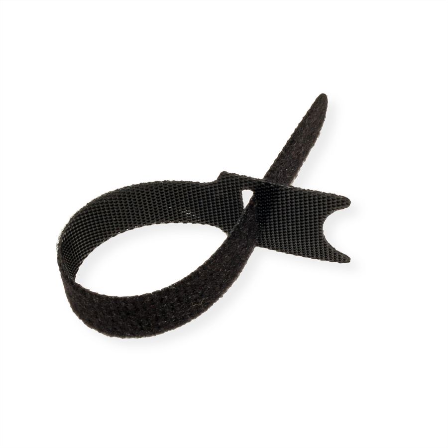VALUE Bande auto-agrippante avec languette, par 20, noir, 15 cm