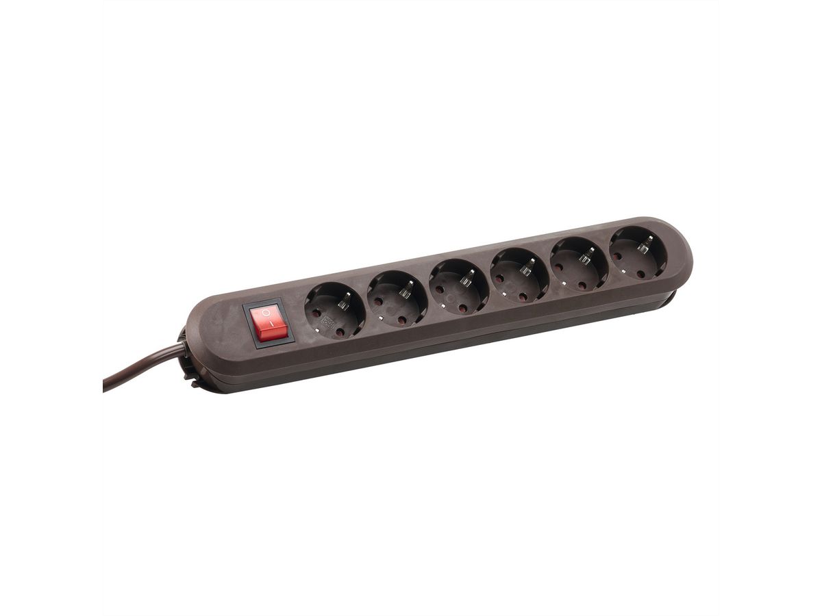 BACHMANN SMART Steckdosenleiste 6x CEE7/3, braun, mit Schalter