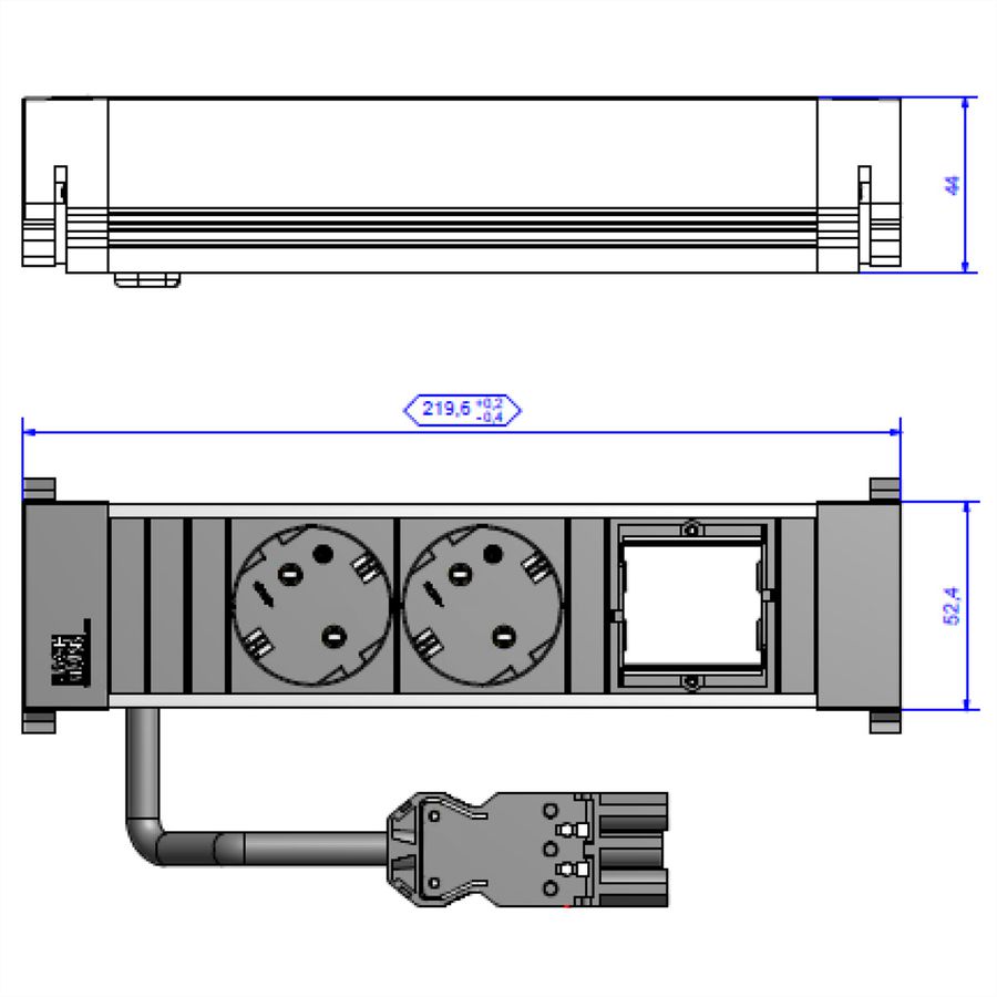 BACHMANN POWER FRAME Small 2x Schutzkontakt 1x ABD