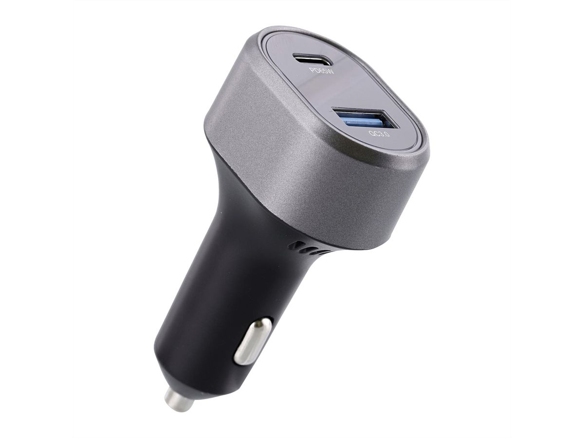 T'nB 1 USB-A QC and 1 USB-C PD, car charger 83W - Schwarz