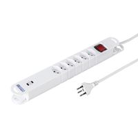 Steffen Steckdosenleiste Variabl 6fach, 2xUSB-C,mit schalter,weiss, 3m
